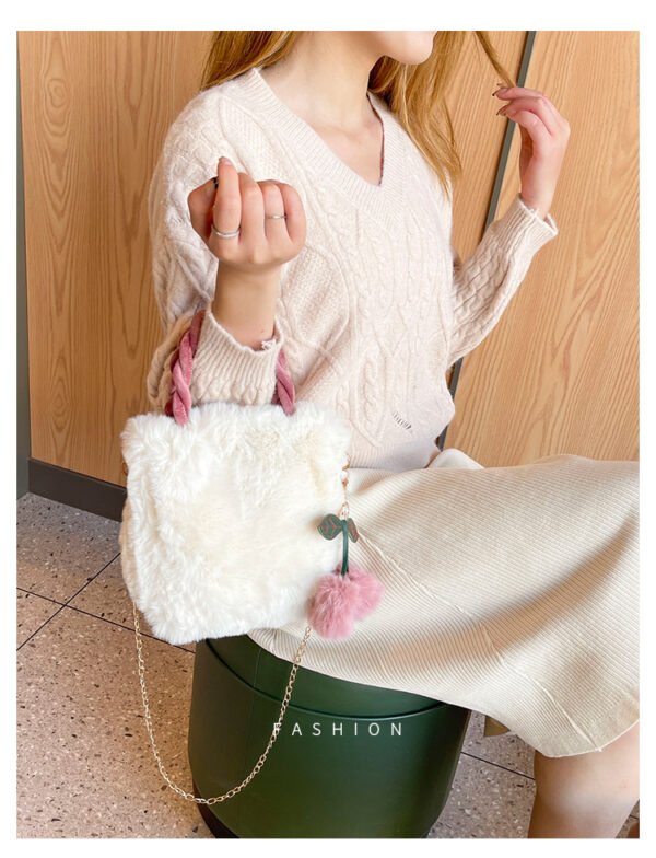 Nebesa 2025 Fall/Winter Plush Cherry Handbag – Trendy & Versatile Chain Shoulder Bag