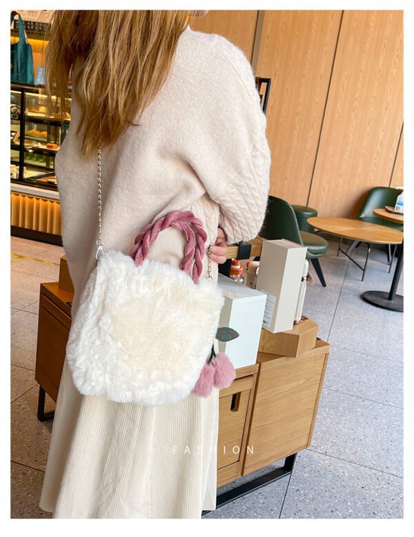 Nebesa 2025 Fall/Winter Plush Cherry Handbag – Trendy & Versatile Chain Shoulder Bag