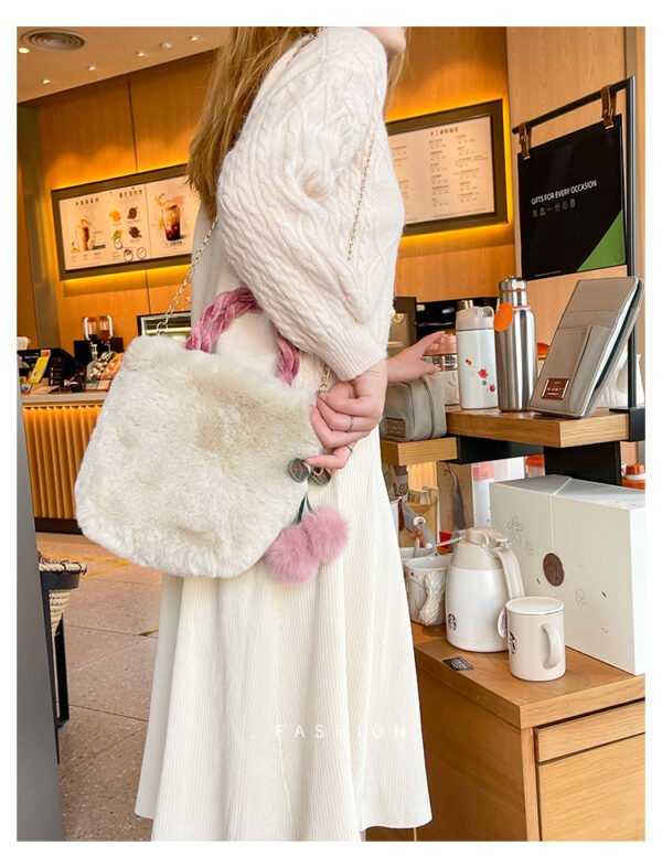 Nebesa 2025 Fall/Winter Plush Cherry Handbag – Trendy & Versatile Chain Shoulder Bag