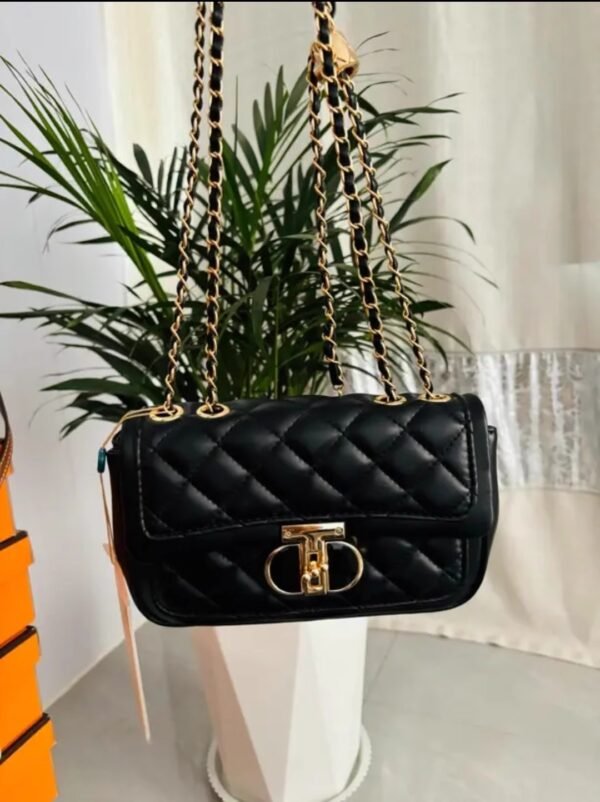 Black Diamond Metal Buckle Shoulder Bag