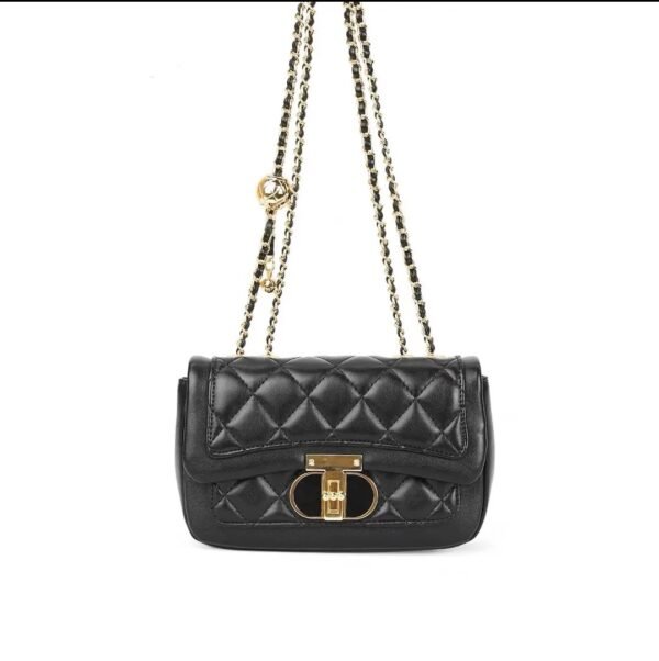 Black Diamond Metal Buckle Shoulder Bag