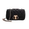 Black Diamond Metal Buckle Shoulder Bag