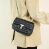 Black Diamond Metal Buckle Shoulder Bag