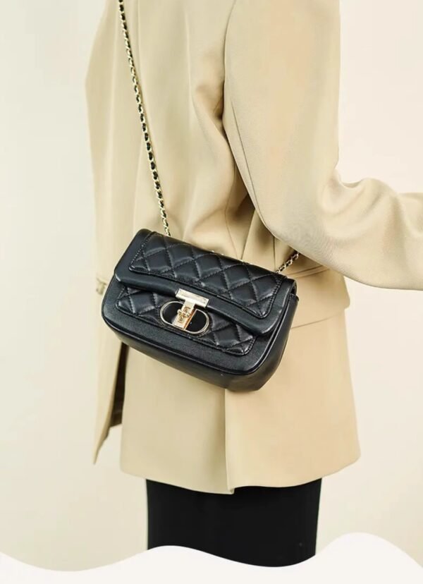 Black Diamond Metal Buckle Shoulder Bag