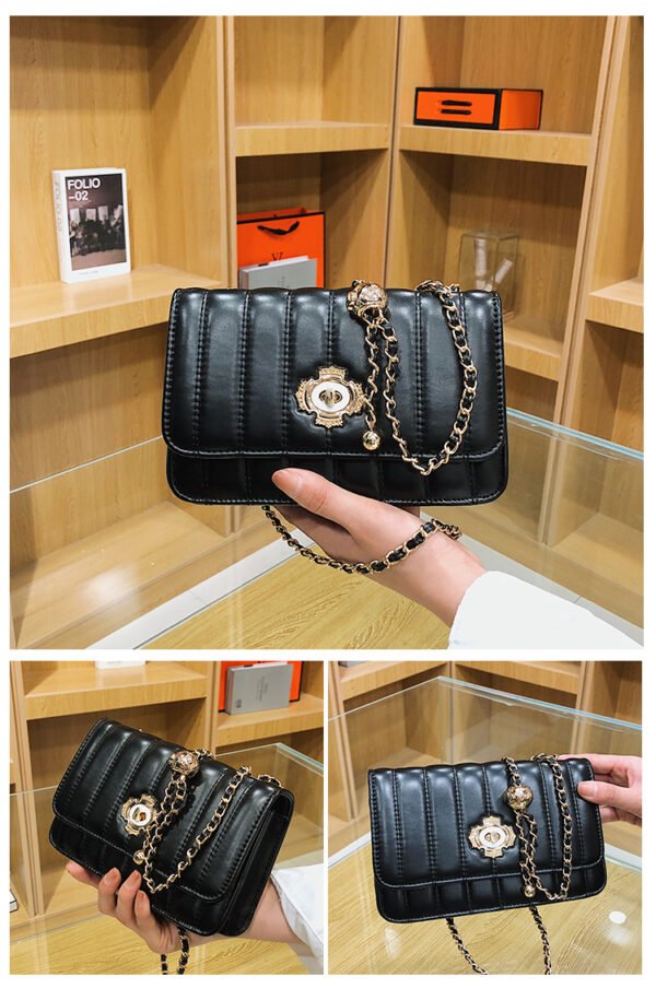 Light Luxury Fashion Casual Style High-End Women's Bag Trendy Versatile Splicing Small Square Bag Simple Design Crossbody Bag