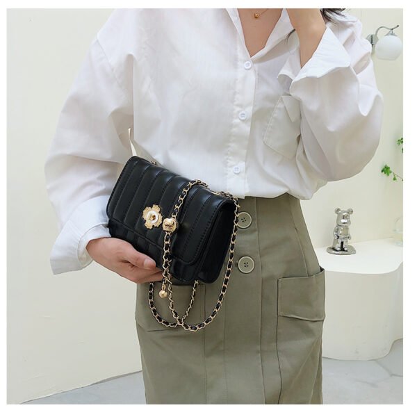 Light Luxury Fashion Casual Style High-End Women's Bag Trendy Versatile Splicing Small Square Bag Simple Design Crossbody Bag