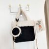 Fashionable Versatile Furry Handbags For Women Autumn Winter Chain Cute Shoulder Messenger Bag