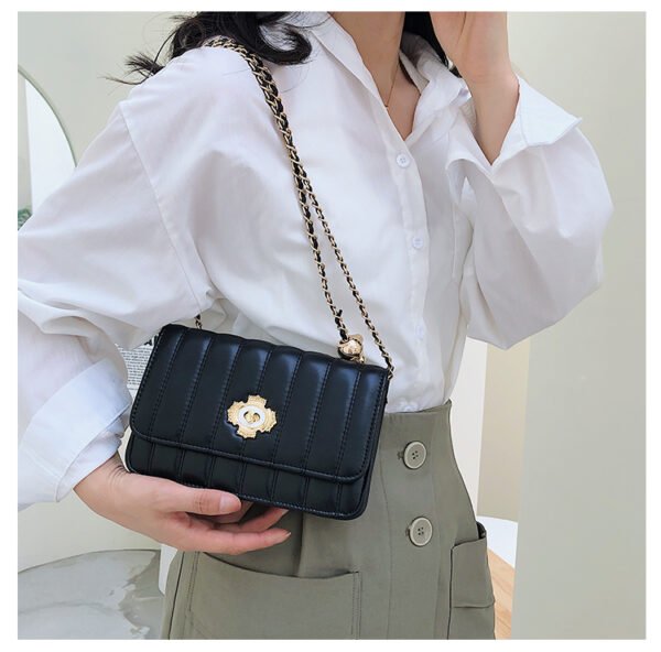 Light Luxury Fashion Casual Style High-End Women's Bag Trendy Versatile Splicing Small Square Bag Simple Design Crossbody Bag