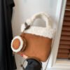 Fashionable Versatile Furry Handbags For Women Autumn Winter Chain Cute Shoulder Messenger Bag
