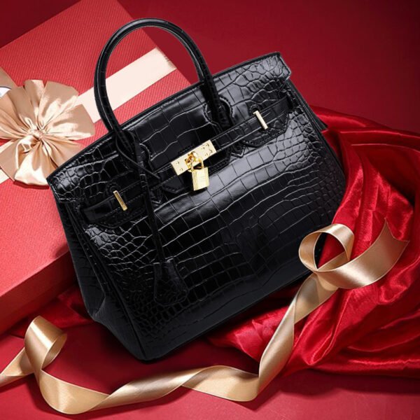 Platinum Crocodile Pattern Shoulder Bag