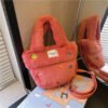 Winter Plush Bag Imitation Rabbit Fur Button Hand-Held Design Cute Bucket Bag Shoulder Messenger Bag Women's Bag