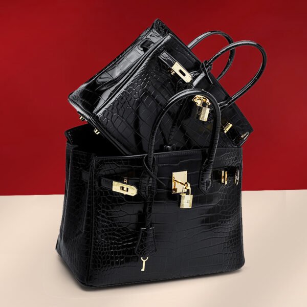 Platinum Crocodile Pattern Shoulder Bag