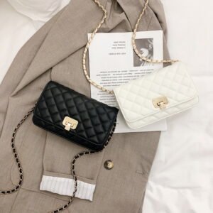 Processed with VSCO with al1 preset Bags Women's Messenger Bags Diamond Chain Pu Women's Bags Fashionable All-Match Small Square Bag Ladies Shoulder Bag