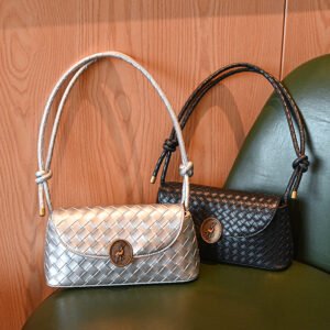 4 All-match commuting silver diamond woven handbag underarm bag temperament fashion women's bag small shoulder bag mobile phone bag