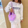 Winter Plush Bag Imitation Rabbit Fur Button Hand-Held Design Cute Bucket Bag Shoulder Messenger Bag Women's Bag