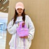 Winter Plush Bag Imitation Rabbit Fur Button Hand-Held Design Cute Bucket Bag Shoulder Messenger Bag Women's Bag