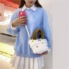 Winter Plush Bag Imitation Rabbit Fur Button Hand-Held Design Cute Bucket Bag Shoulder Messenger Bag Women's Bag