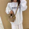 Winter Plush Bag Imitation Rabbit Fur Button Hand-Held Design Cute Bucket Bag Shoulder Messenger Bag Women's Bag