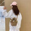Winter Plush Bag Imitation Rabbit Fur Button Hand-Held Design Cute Bucket Bag Shoulder Messenger Bag Women's Bag