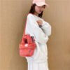Winter Plush Bag Imitation Rabbit Fur Button Hand-Held Design Cute Bucket Bag Shoulder Messenger Bag Women's Bag