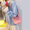 Winter Plush Bag Imitation Rabbit Fur Button Hand-Held Design Cute Bucket Bag Shoulder Messenger Bag Women's Bag