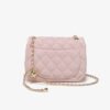 BE9A3076 Pink Small Square Bag, Underarm Bag, Crossbody Bag, Diamond-Shaped Small Gold Ball Chain Bag