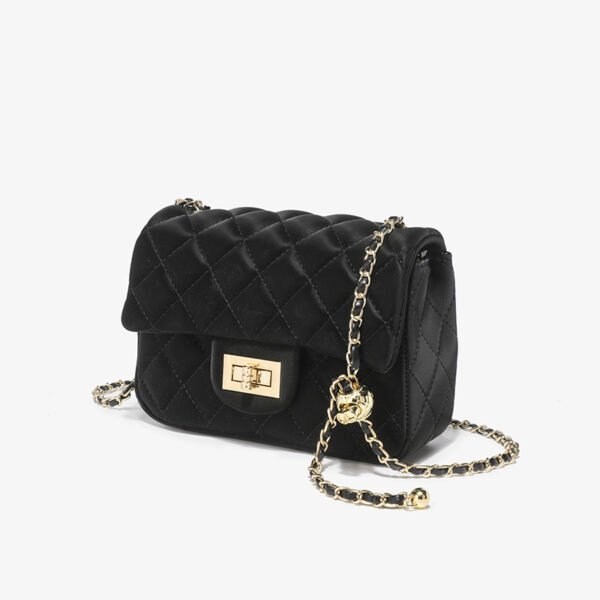 BE9A3078 Pink Small Square Bag, Underarm Bag, Crossbody Bag, Diamond-Shaped Small Gold Ball Chain Bag