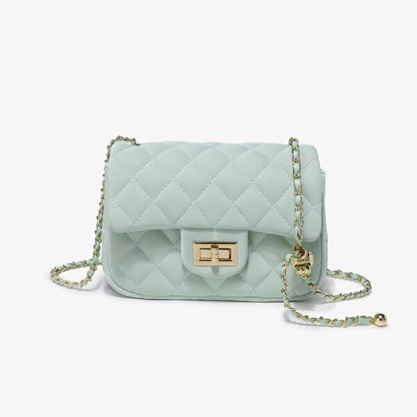 BE9A3080 Pink Small Square Bag, Underarm Bag, Crossbody Bag, Diamond-Shaped Small Gold Ball Chain Bag