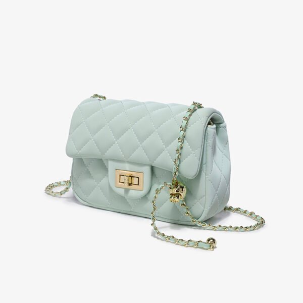 BE9A3081 Pink Small Square Bag, Underarm Bag, Crossbody Bag, Diamond-Shaped Small Gold Ball Chain Bag