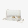 BE9A3083 Pink Small Square Bag, Underarm Bag, Crossbody Bag, Diamond-Shaped Small Gold Ball Chain Bag