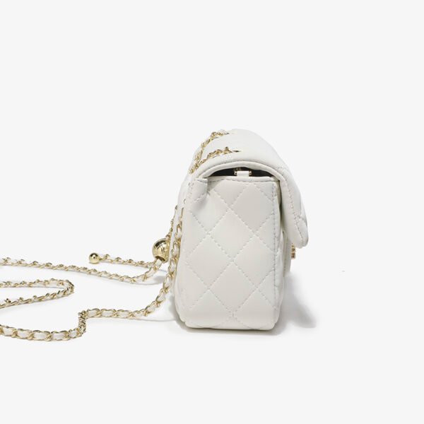 BE9A3085 Pink Small Square Bag, Underarm Bag, Crossbody Bag, Diamond-Shaped Small Gold Ball Chain Bag