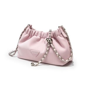 BE9A4634 Fashionable versatile ladies' niche one-shoulder pleated cloud bag summer simple solid color Korean style handbag drawstring portable