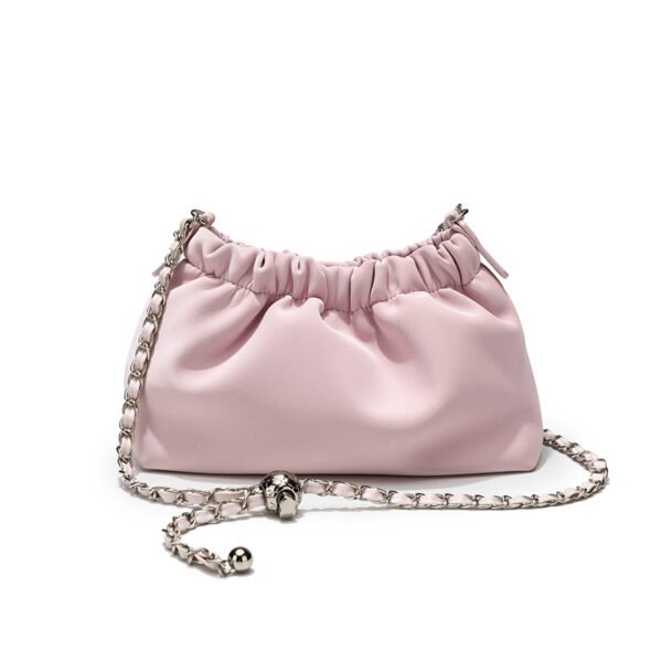 Fashionable versatile ladies' niche one-shoulder pleated cloud bag summer simple solid color Korean style handbag drawstring portable