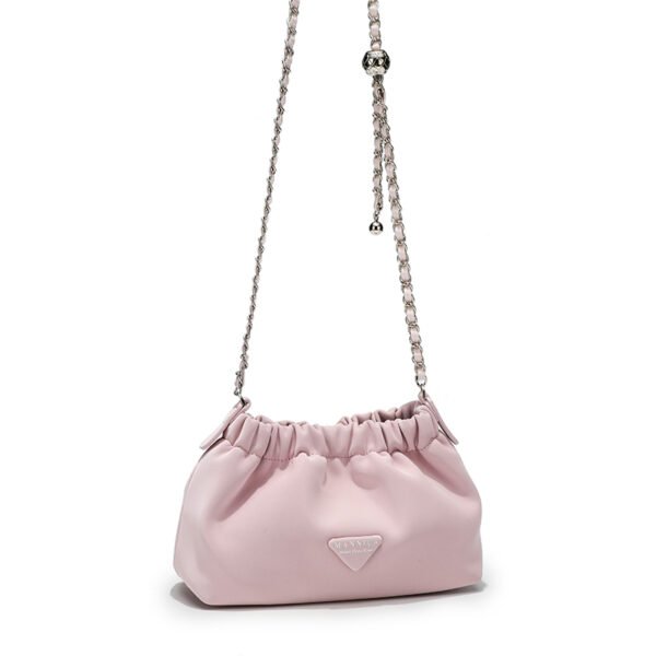 Fashionable versatile ladies' niche one-shoulder pleated cloud bag summer simple solid color Korean style handbag drawstring portable