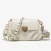 BE9A9363 Niche Design Soft Leather Peach Heart Buckle Bag