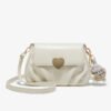BE9A9378 Niche Design Soft Leather Peach Heart Buckle Bag