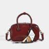 Fashion Retro Hand-Held Bowling Bag Crossbody Red Boston Handbag Female Niche Shoulder Bag