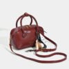 Fashion Retro Hand-Held Bowling Bag Crossbody Red Boston Handbag Female Niche Shoulder Bag