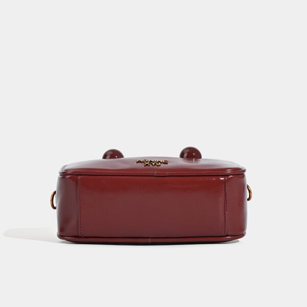 Fashion Retro Hand-Held Bowling Bag Crossbody Red Boston Handbag Female Niche Shoulder Bag