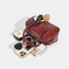 Fashion Retro Hand-Held Bowling Bag Crossbody Red Boston Handbag Female Niche Shoulder Bag