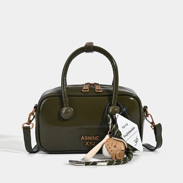 Fashion Retro Hand-Held Bowling Bag Crossbody Red Boston Handbag Female Niche Shoulder Bag