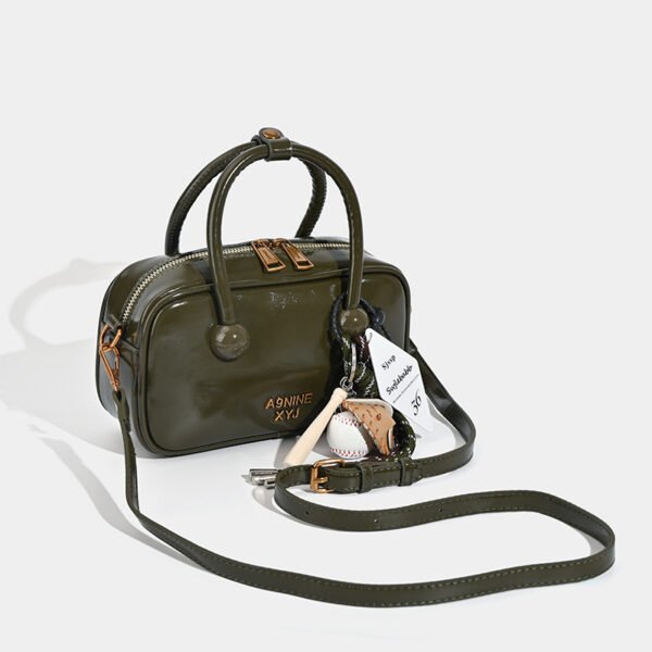 Fashion Retro Hand-Held Bowling Bag Crossbody Red Boston Handbag Female Niche Shoulder Bag