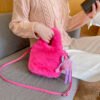 IMG_0565 High-Grade Plush Bag For Women, Versatile New Style Women's Bag, Fashionable Plush Bucket Bag, Cute Hand-Held Messenger Plush Bag