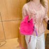 IMG_0569 High-Grade Plush Bag For Women, Versatile New Style Women's Bag, Fashionable Plush Bucket Bag, Cute Hand-Held Messenger Plush Bag