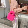 IMG_0593 High-Grade Plush Bag For Women, Versatile New Style Women's Bag, Fashionable Plush Bucket Bag, Cute Hand-Held Messenger Plush Bag