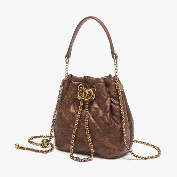 High-Quality Diamond-Shaped Bag Popular Embroidery Thread Versatile Retro Bag Wome New Temperament Chain Bucket Bag