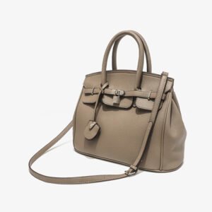 IMG_5074 High-End Hand-Held Platinum Bag Lychee Pattern Large Capacity Shoulder Messenger Bag