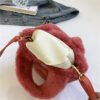 Winter Plush Bag Imitation Rabbit Fur Button Hand-Held Design Cute Bucket Bag Shoulder Messenger Bag Women's Bag