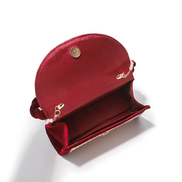 Velvet red bag women's wedding niche high-end houndstooth handbag