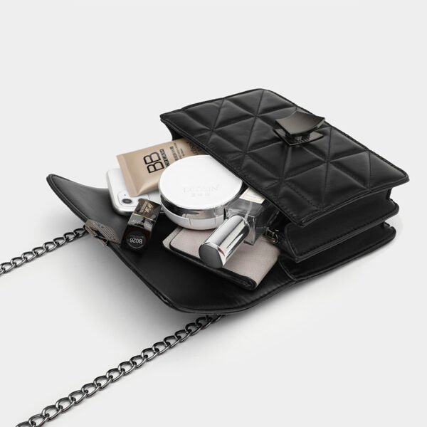 Early Fall New Senior Texture Commuter Small Square Bag Diamond Lattice Black Chain Shoulder Bag Versatile Diagonal Cross Bag